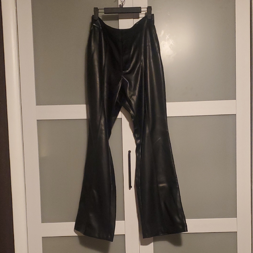 Avec Les Filles Black Faux Leather Pants